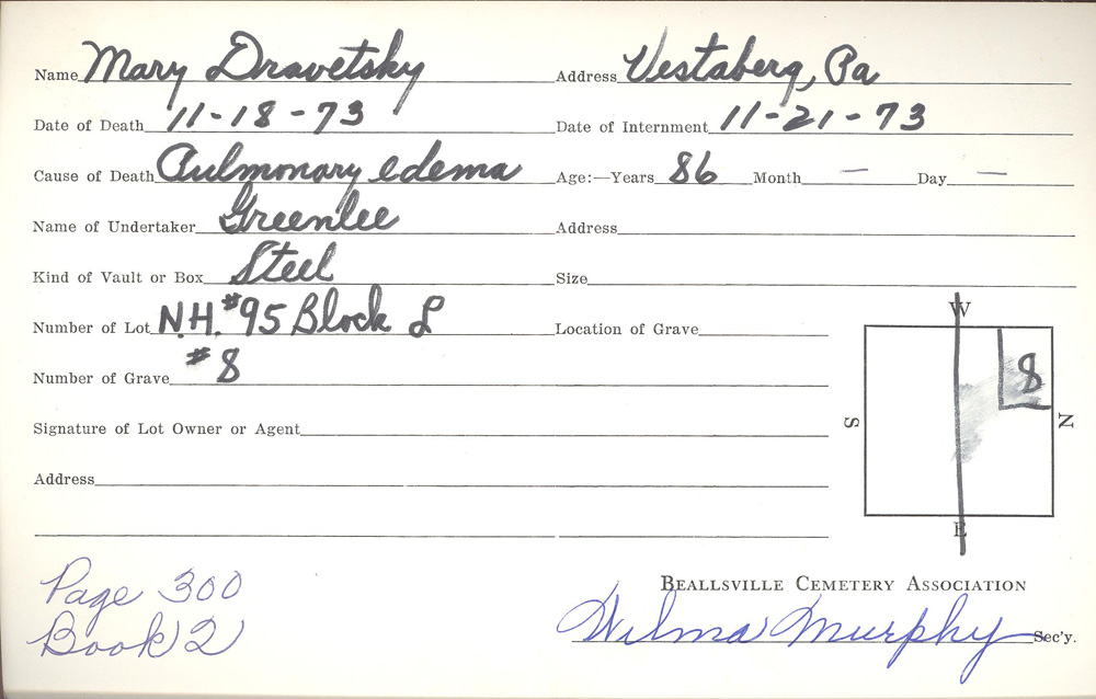 burial card